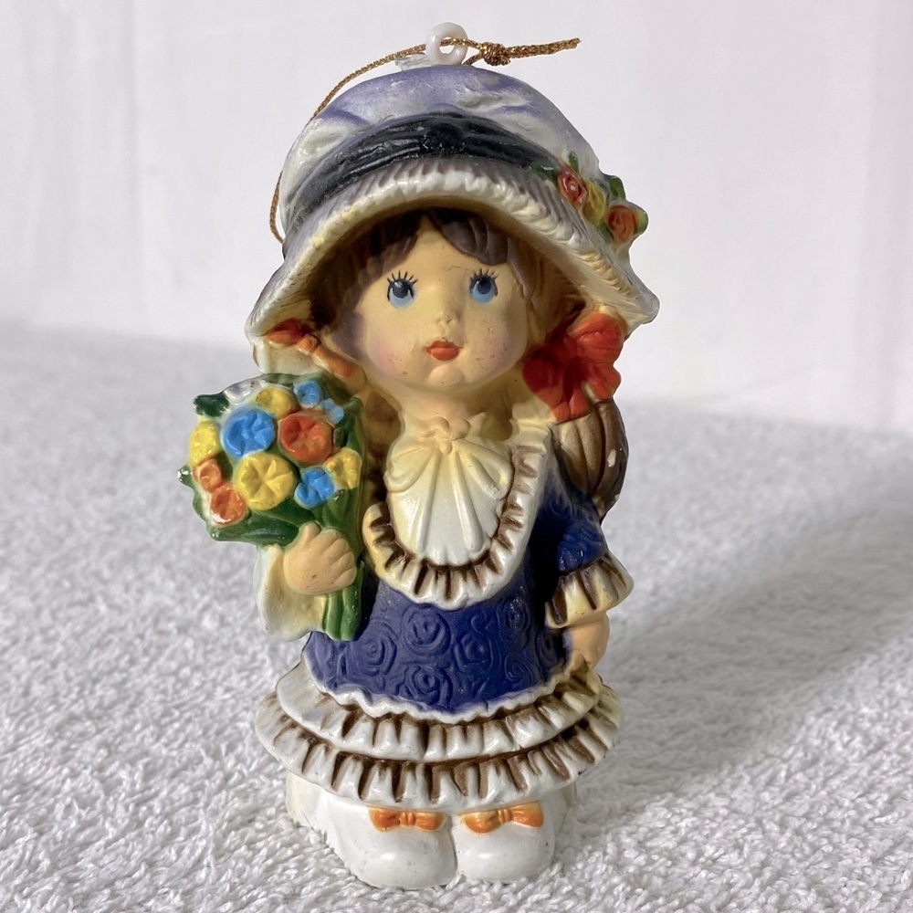 5/$35 Vintage Holly Hobbie Hard Plastic Christmas Ornament